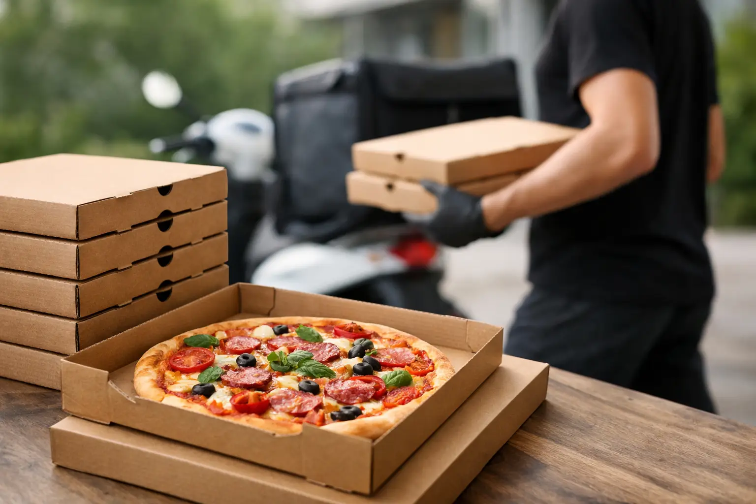 Papierové obaly na pizzu pre bezpečný rozvoz